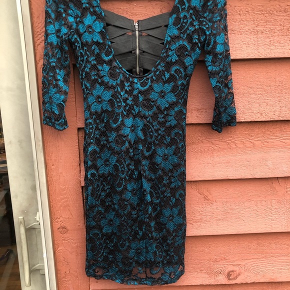 Dress Formal Teal Homecoming Lace - Picture 3 of 6